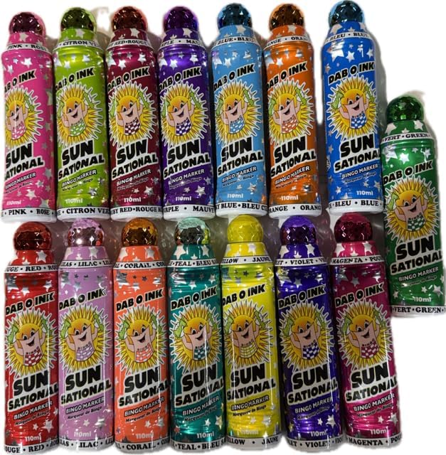 Dab-O-Ink Sunsational Bingo Dauber Set of 24-4 oz. -15 Mixed Colors