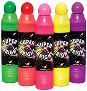 Dab-O-Ink Super Bright 5-Piece Neon Bingo Marker Set - Chisel Tip, Clear Bottle with Fluorescent Ink